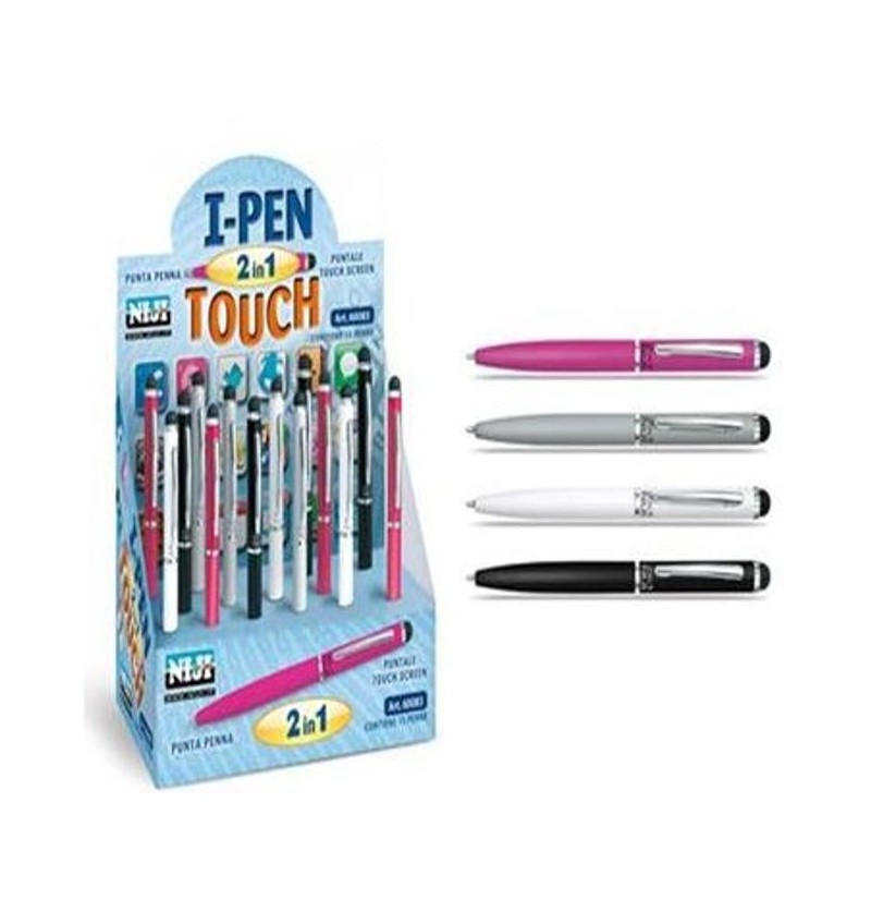 PENNA A SFERA 4 in 1 NIJI Multicolore Penna Rossa Nero Blu Portamine con  Scatola Regalo (Silver Blu)